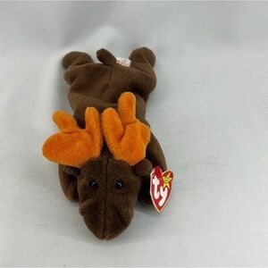 Ty Brown Moose Plush with Orange Accents